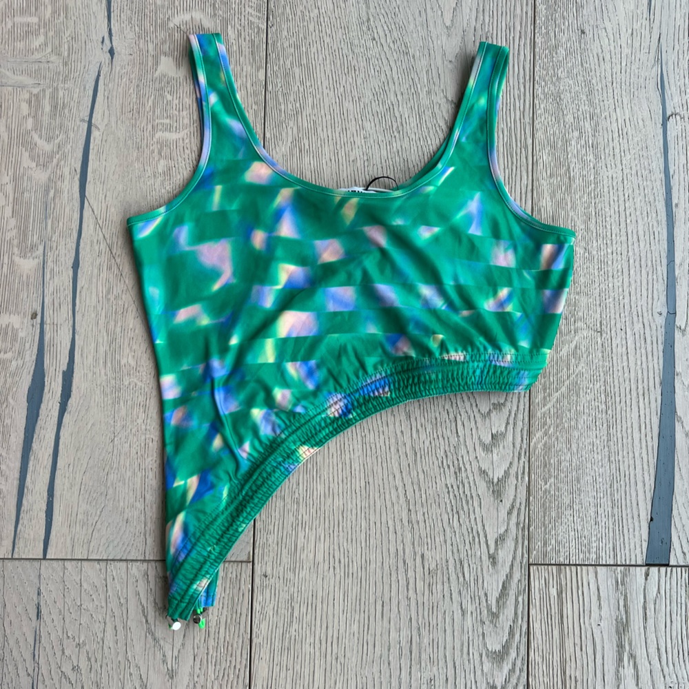 Heurueh Green Asymmetrical Tank Top SS23